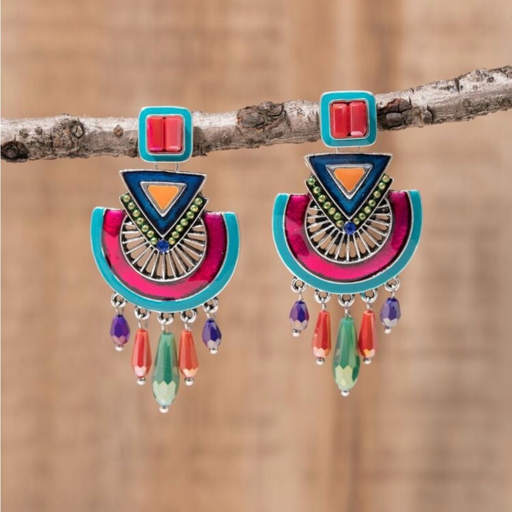 Multicolor Geometric Drop Earrings
